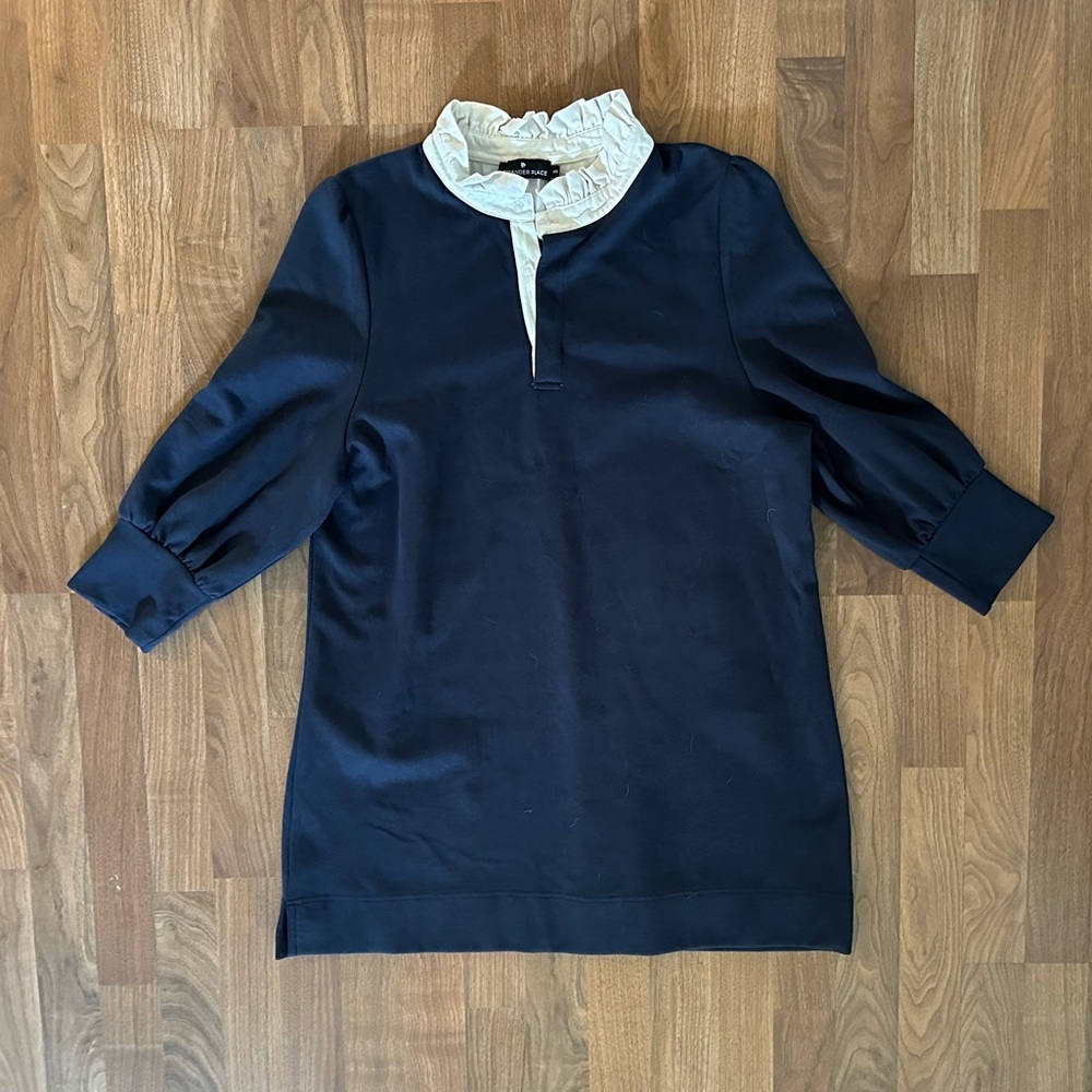 EUC Pomander Place Charlotte Terry shirt dress in navy - XXXL